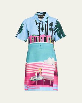 Libertine Poolside Preppy Short-Sleeve Mini Polo Dress