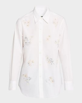 Libertine Porcelain Garden Cotton Poplin Button-Down Shirt