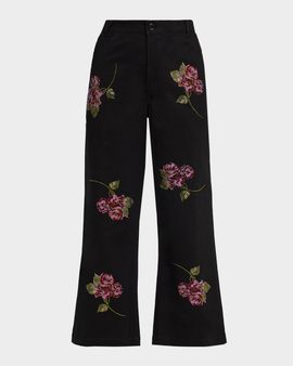 Libertine Primrose Embellished Wide-Leg Crop Pants