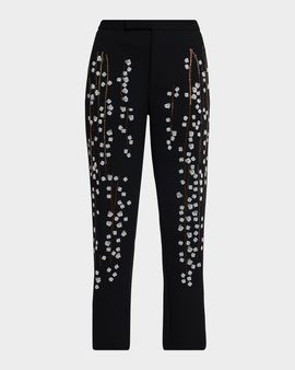 Libertine Sakura Embellished Narrow-Leg Crop Trousers