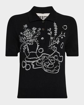 Libertine Still Life Embellished Cashmere Polo Sweater