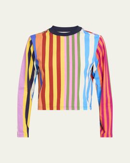 Libertine Tangier Striped Long-Sleeve Crop T-Shirt