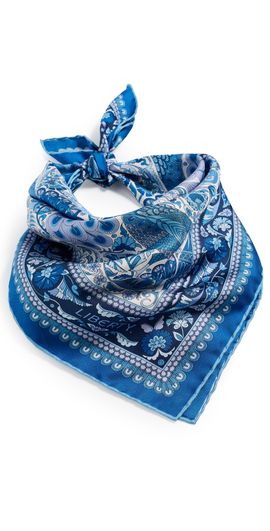 LIBERTY LIBERTY Peacock Garden Silk Scarf Blue One