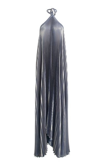 L'IDÉE L'IDÉE Deesse Pleated Halter Gown