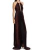L'Idée Women's La Fete Boheme Shimmer Pleated Halterneck Gown - 4