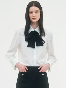 LIE MEQUE Tie Cuff Shirt White