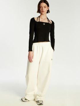 LIE MEQUE Wing logo Parasuit jersey pants off-white