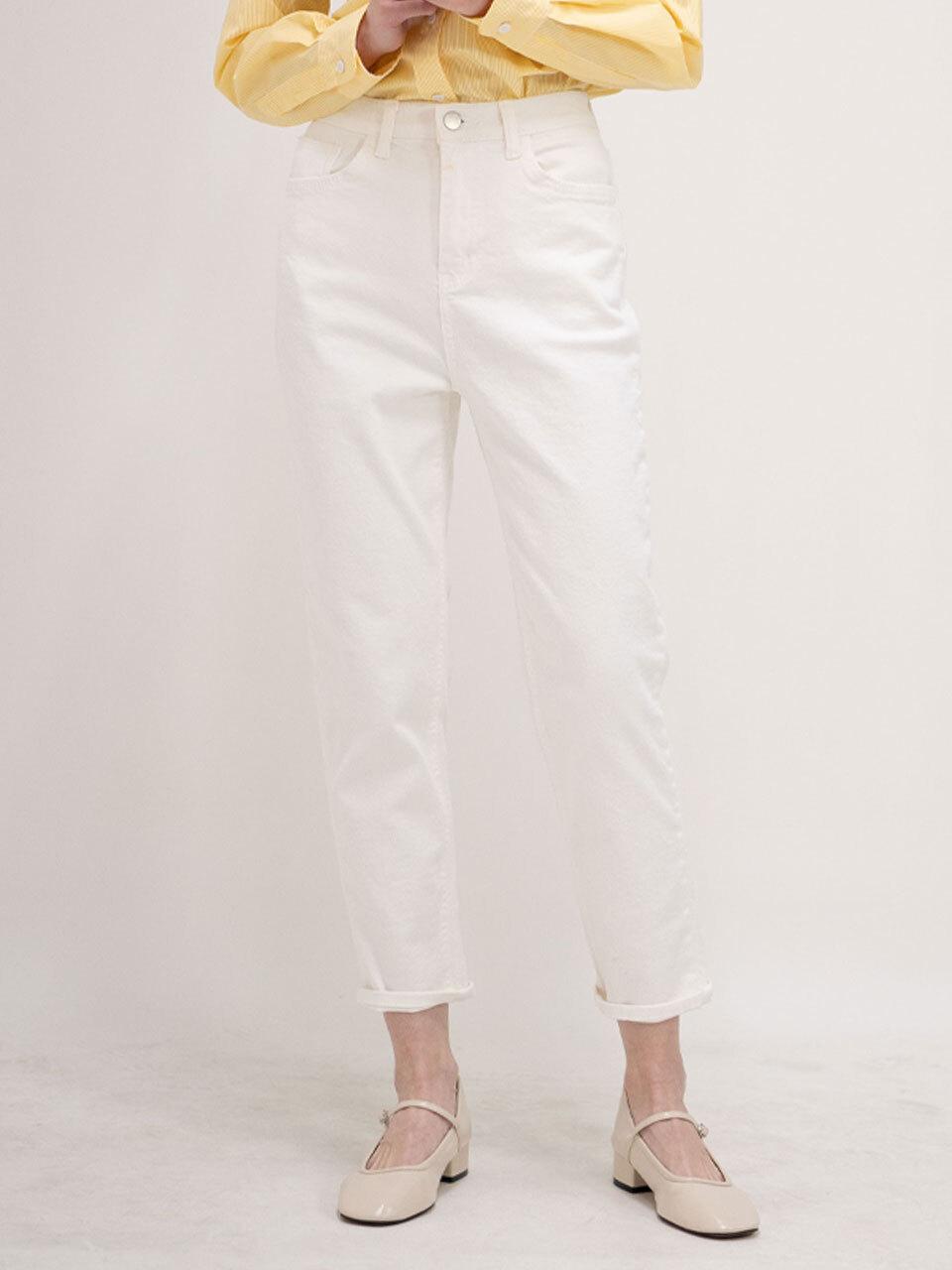 lienlier Comfortable 004 Slim Fit White Jeans