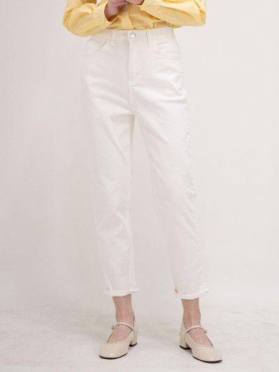lienlier Comfortable 004 Slim Fit White Jeans