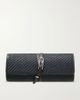 LIFFNER Belted leather-trimmed raffia clutch - 1