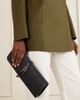 LIFFNER Belted leather-trimmed raffia clutch - 2