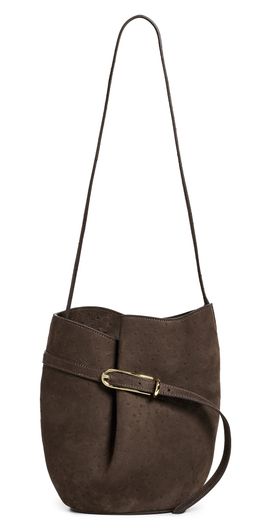 Liffner Liffner Belted Bucket Bag Dark Brown Ostrich Emboss One
