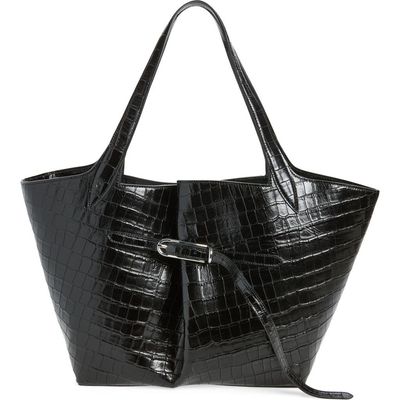 LIFFNER LIFFNER Belted Croc Embossed Leather Tote