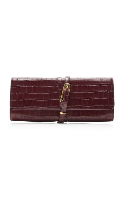 Liffner Liffner Belted CrocEmbossed Leather Clutch