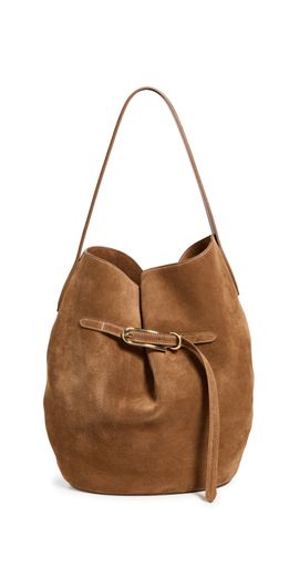 Liffner Liffner Belted Large Suede Bucket Bag Saddle Brown Gold Hardware One