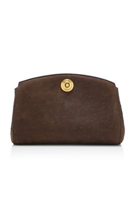 Liffner Liffner Pushlock OstrichEffect Leather Clutch