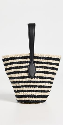Liffner Liffner Single Handle Basket Tote Black/Cream Stripe One