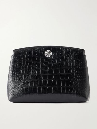 LIFFNER Pushlock crocodile-effect leather clutch