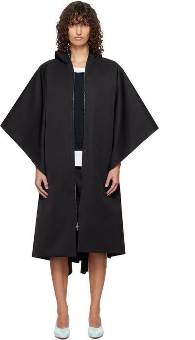 LII LII Black Long Poncho Coat
