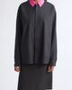 LII LII Contrast Collar Cotton Button-Down Shirt - 1