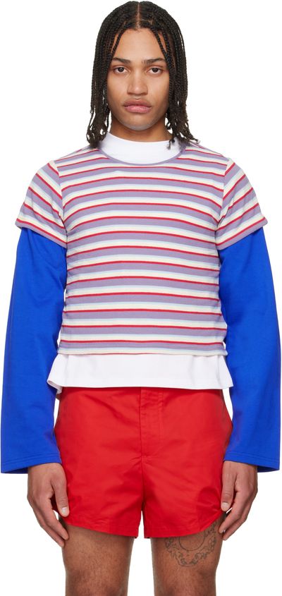 LII LII Purple & Red Cropped Stripe T-shirt