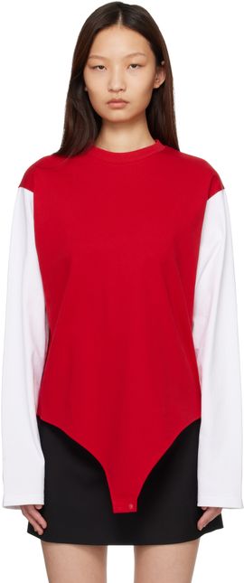 LII LII Red & White Contrast Long Sleeve Bodysuit