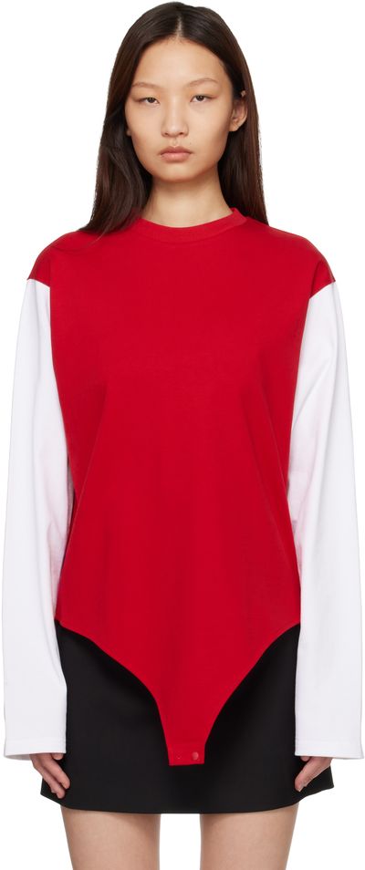 LII LII Red & White Contrast Long Sleeve Bodysuit