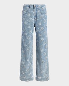 Likely Betsy Bouquet-Print Wide-Leg Jeans