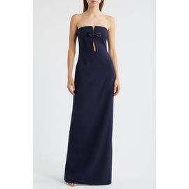 LIKELY LIKELY Fallon Satin Bow Cutout Strapless Sheath Gown