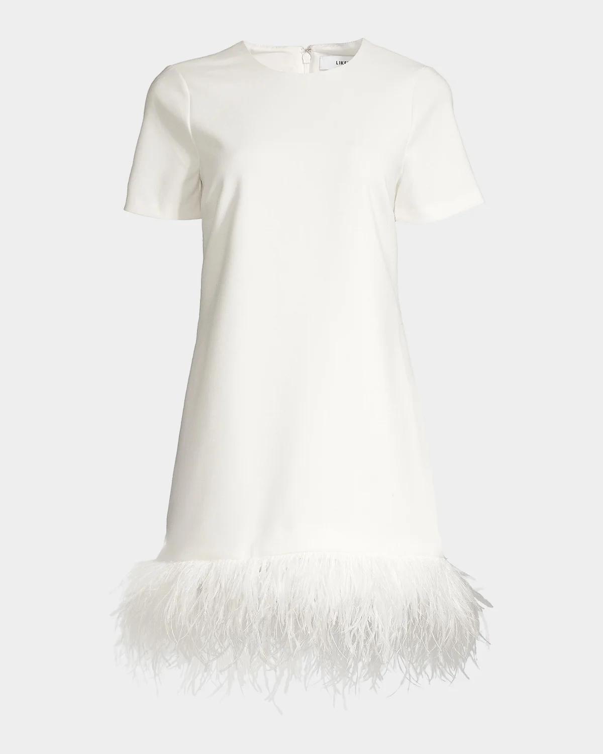 Likely Marullo Mini Feather-Trim Dress