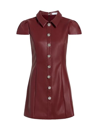 Likely Women's Anika Crystal Button-Detail Faux-Leather Minidress