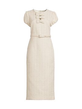 Likely Women's Vonne Bow-Detail Metallic Bouclé Midi-Dress