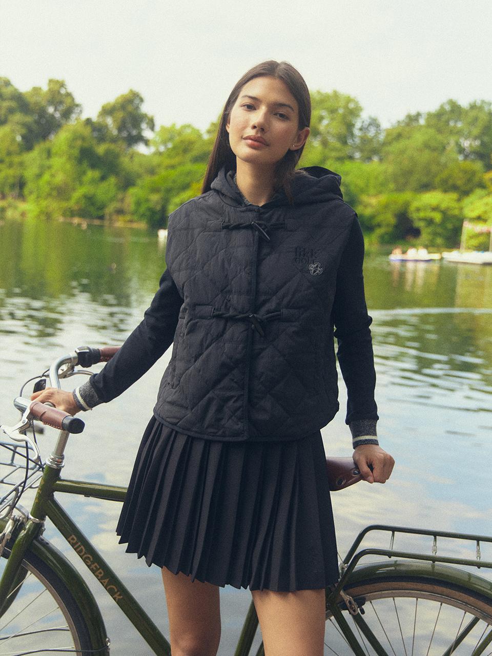 LIKK Flutter Double Pleats Currot Skirt (Black)