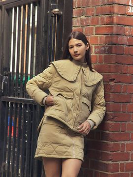 LIKK out pocket lightweight down curot skirt (beige)