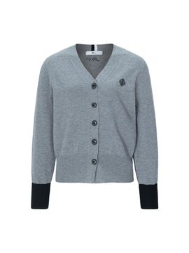 LIKK Soft Viscose Blend Color Block Cardigan [Grey]