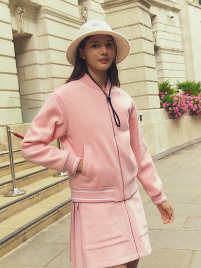 LIKK Woolike Classic Loose Fit Stadium Jumper [Pink]