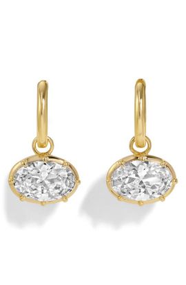 LILI CLASPE LILI CLASPE Cleo Oval Cubic Zirconia Charm Huggie Hoop Earrings