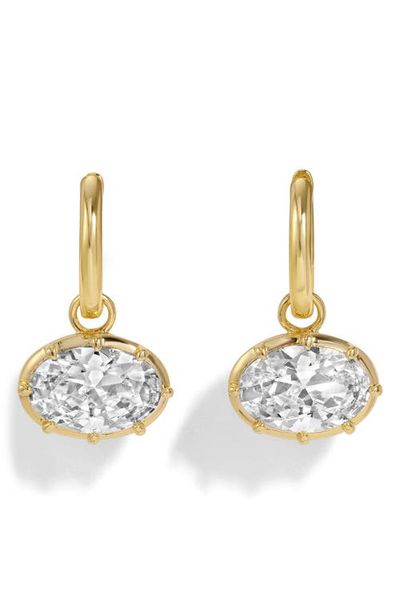 LILI CLASPE LILI CLASPE Cleo Oval Cubic Zirconia Charm Huggie Hoop Earrings