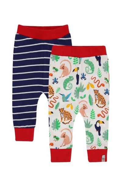 Lilly & Sid Lilly & Sid Organic Cotton Animal Safari And Stripe Print Leggings - 2 Pack