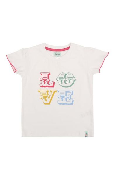 Lilly & Sid Lilly & Sid Organic Cotton Love Slogan Print T-Shirt
