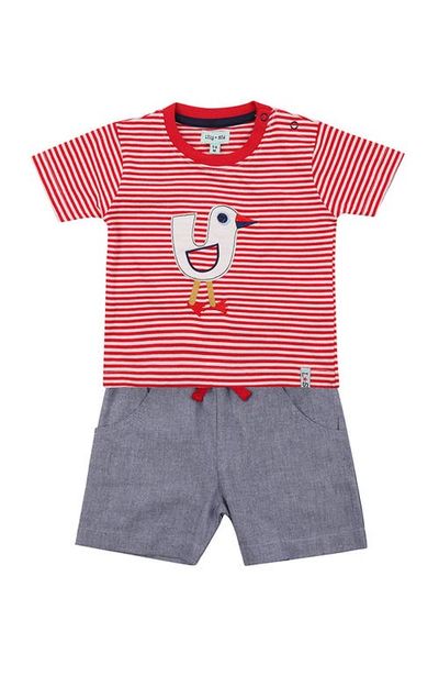 Lilly & Sid Lilly & Sid Organic Cotton Seagull and Stripe Print T-Shirt and Short Set