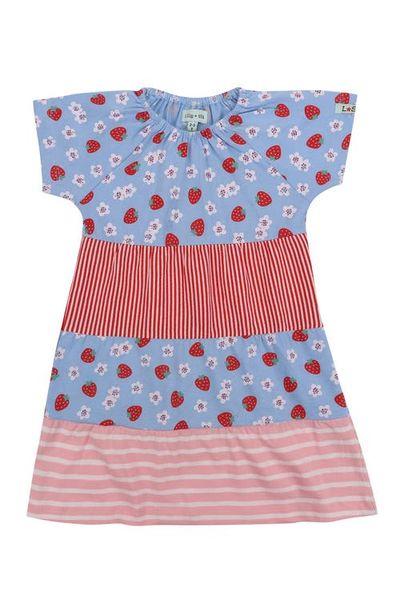 Lilly & Sid Lilly & Sid Organic Cotton Strawberry Print Dress