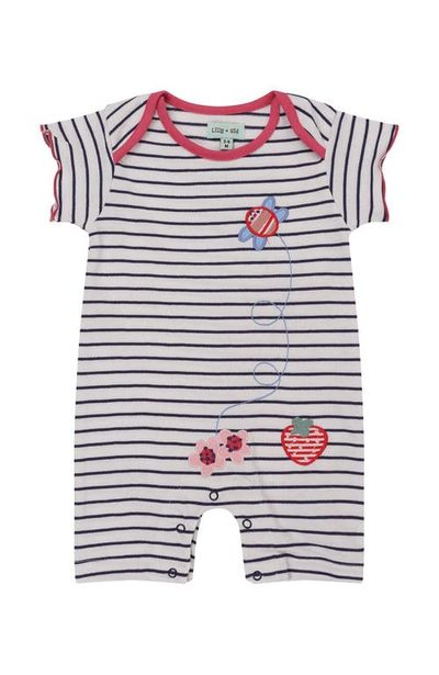 Lilly & Sid Lilly & Sid Organic Cotton Stripe Print Romper