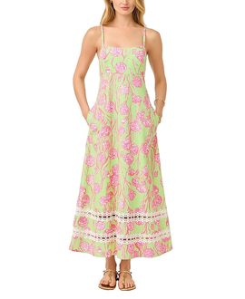 knee length dresses for ladies ADAYA MAXI SHIFT DRESS, BLUE MED NEVER ENDING SUMMER ENGINEERED WOVEN MAXI  DRESS