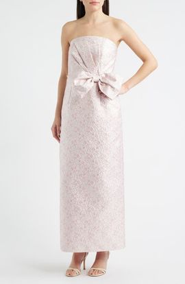 Lilly Pulitzer® Lilly Pulitzer® Tiernan Metallic Floral Embroidery Strapless Column Gown