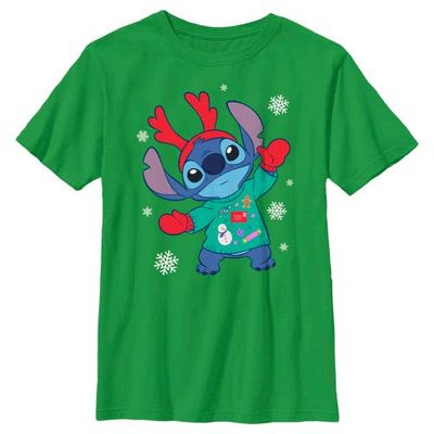 Lilo & Stitch Boy's Lilo & Stitch Christmas Outfit Stitch Graphic Tee