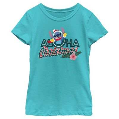 Lilo & Stitch Girl's Lilo & Stitch Aloha Christmas Graphic Tee