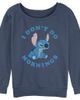 Lilo & Stitch Lilo & Stitch Junior's I Don't Do Mornings Light Blue Long Sleeve Crewneck Sweatshirt - 1
