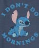 Lilo & Stitch Lilo & Stitch Junior's I Don't Do Mornings Light Blue Long Sleeve Crewneck Sweatshirt - 2