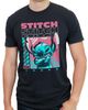 Lilo & Stitch Lilo & Stitch Men's Blue and Pink Stitch Poster Short Sleeve Graphic T-Shirt - 1